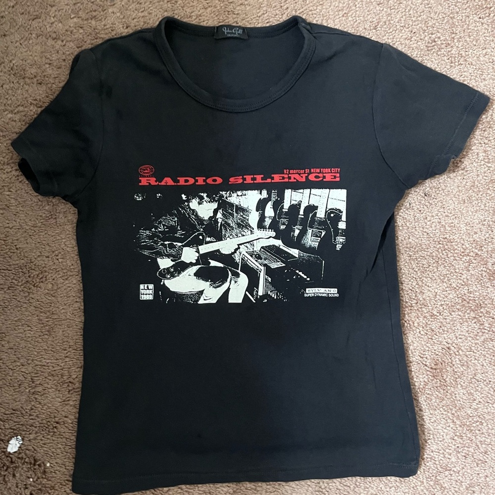 PacSun Black Tee with Red and White Graphic